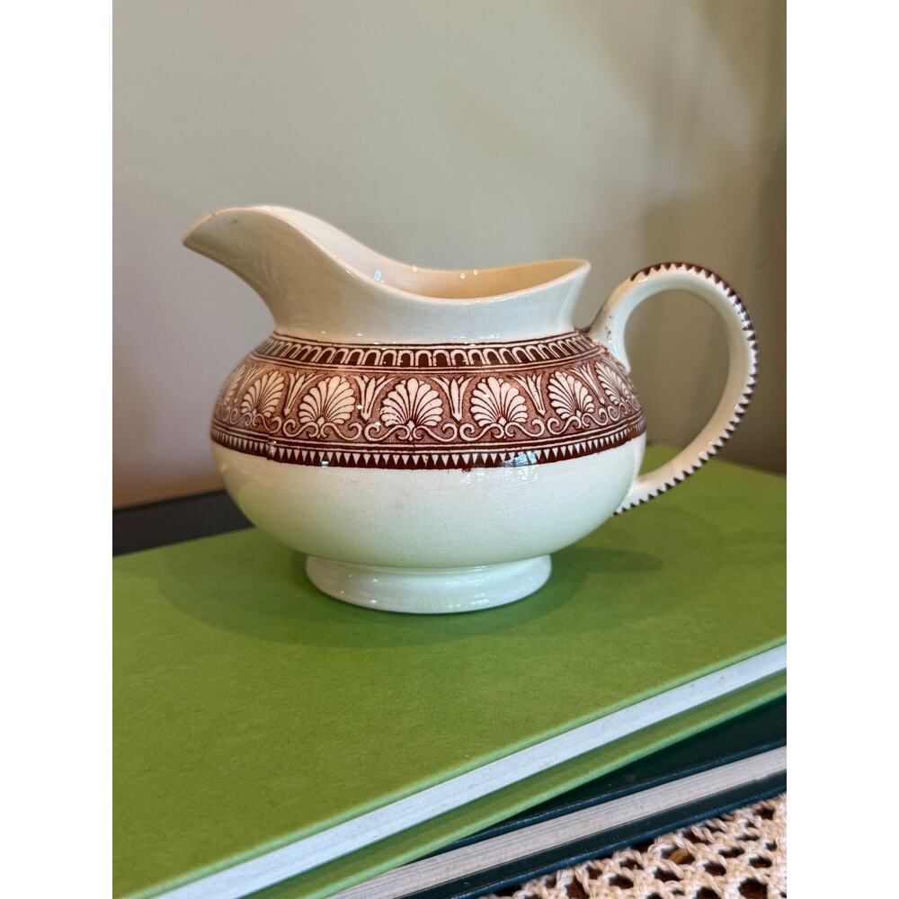 Antique Spode "Royal Jasmine" Honeysuckle Brown Transferware Creamer Pitcher